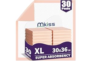 MKISS Bed Pads Disposable 30" x 36" [30 Count] Heavy Duty Absorbent Adults Incontinence Underpad, XL Chuck Pads Leakproof, Extra Large Puppy Training Pee Pad, Waterproof Baby Changing Pad
