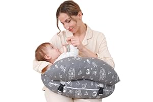 Insugar Nursing Pillow for Breastfeeding, Plus Size Shredded Memory Foam Breastfeeding Pillows for Mom and Baby, More Support with Fence Protection, Adjustable Waist Strap, Removable Cotton Cover
