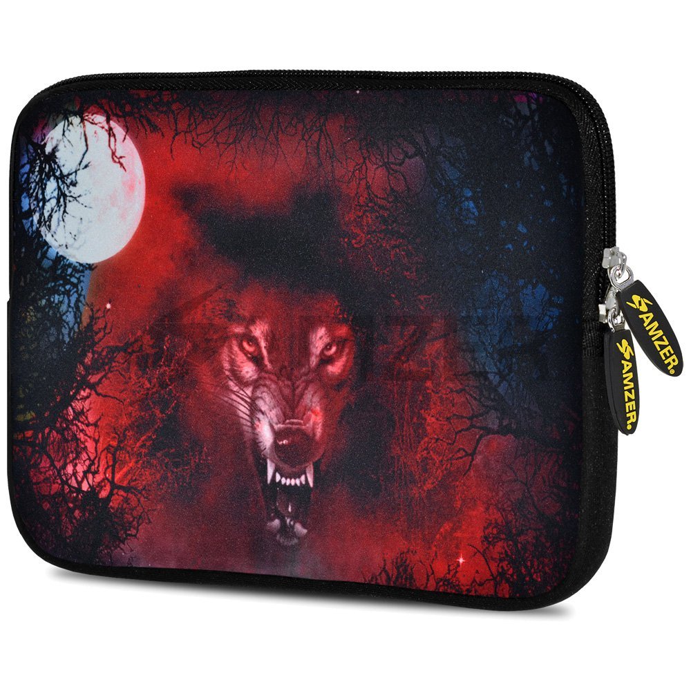 Amzer Red Wolf Design Neoprene Soft Sleeve for Up to 7.75 inch Tablet
