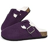 MAIITRIP Women's Wide Orthotics Cork Clogs Slippers With Arch Support For Plantar Fasciitis,Fur Lined Orthopedic Indoor/Oudoor House Shoes With Adjustable Buckle For Flat Feet