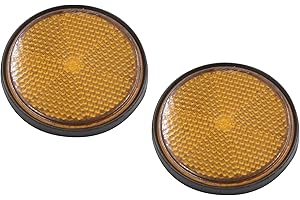 SOURCING MAP uxcell a17052200ux1271 2Pcs 2.2 Inch Dia Motorcycle Scooter ATV Round Reflective Reflectors Orange Black 2 Pack