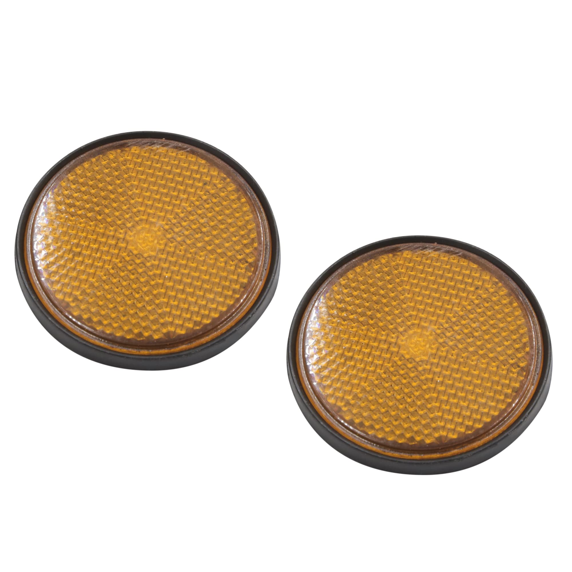 Photo 1 of uxcell a17052200ux1271 2Pcs 2.2 Inch Dia Motorcycle Scooter ATV Round Reflective Reflectors Orange Black 2 Pack