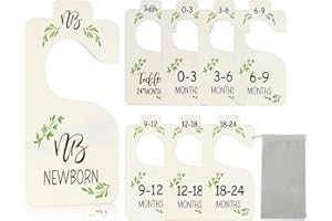 Kogcmeetl Baby Closet Dividers for Clothes Organizer - Set of 8 Wooden Double-Sided Baby Clothes Size Hanger Dividers Baby Closet Organizer from Newborn to Toddler for Nursery Decor (Style A)