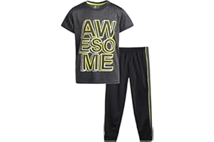 Pro Athlete Boys' Active Pants Set - 2 Piece Performance T-Shirt and Tricot Jogger Sweatpants - Sports Outfit for Boys (8-16)