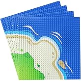 Feleph 4 Pieces Classic Blue Baseplate for City Road Beach, Ocean Island Street Water Base Plate 10 x 10 Inches, Pirates Sea Toy Kit for Building Bricks Compatible with All Major Brands (Curved 4PCS)