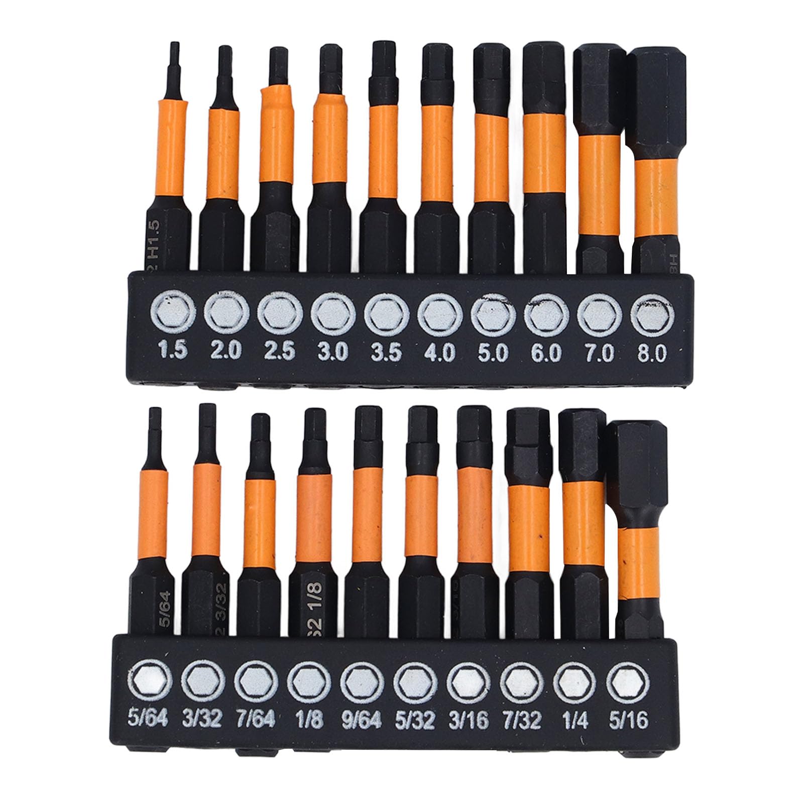 Hex Bit Set, 20 Pcs Allen Wrench Drill Bit Set Magnetic Screwdriver Bit Set, 1/4 Shank Metric and Imperial Allen Key Drill Bit Set Hex Head Allen Wrench Drill Bit Set