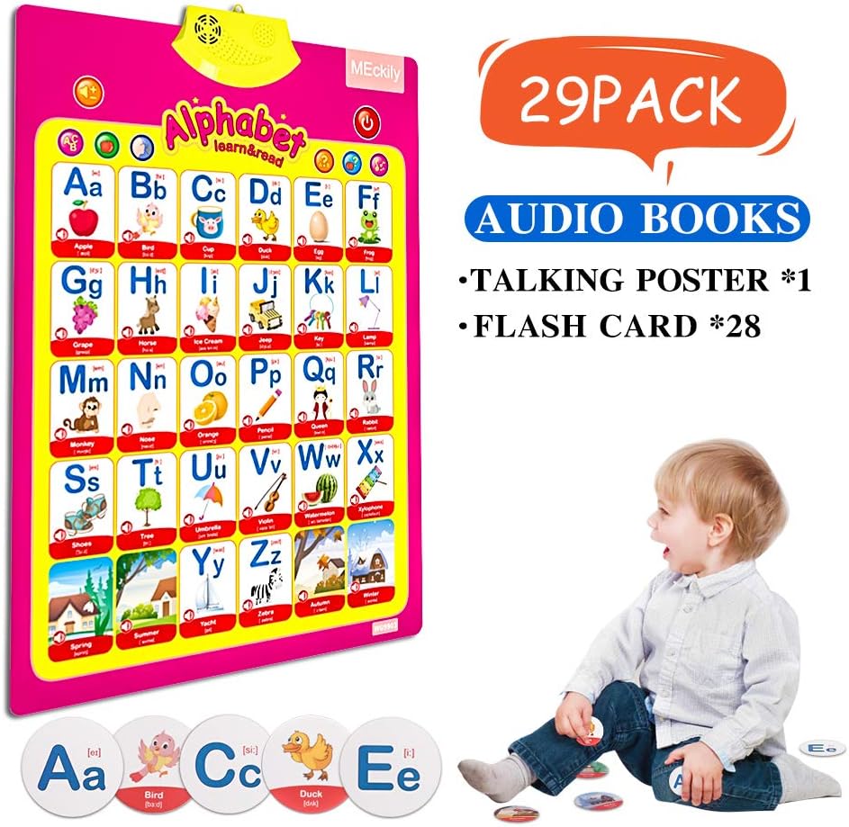 Talking Electronic Alphabet Poster and Enlightenment FlashCards, Educational Learning Toy for Preschooler, Learning ABC, Matching Letter Game, Alphabet Reading ,Spelling
