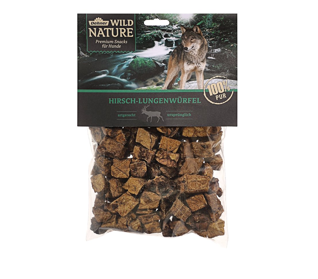 Dehner Wild Nature Dog Treat Stag/Lung Cube Natural 200 g