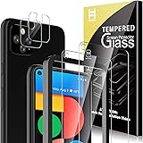 4 Pack HATOSHI 2 Pack Screen Protector + 2 Pack Camera Lens Protector Compatible with Google Pixel 4a 5G 6.2-inch HD Tempered