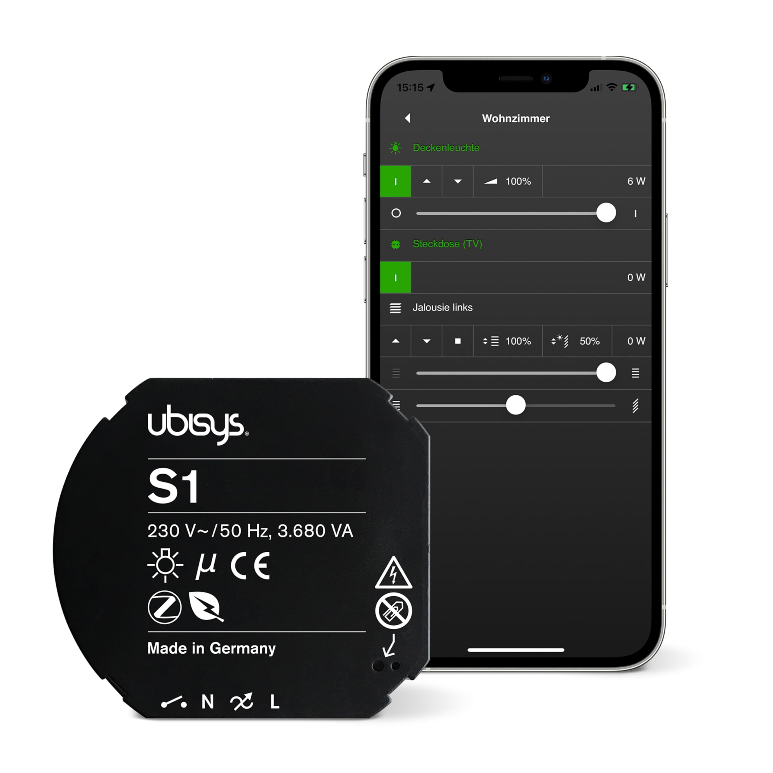 ubisys Zigbee Switch Actuator S1: Zigbee Switch for Retrofitting | Switches up to 3680VA | For Intelligent Consumer Control in Your Smart Home.