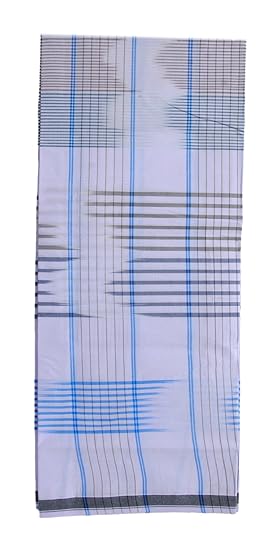 Men's Cotton Lungi (White)-Assorted Design