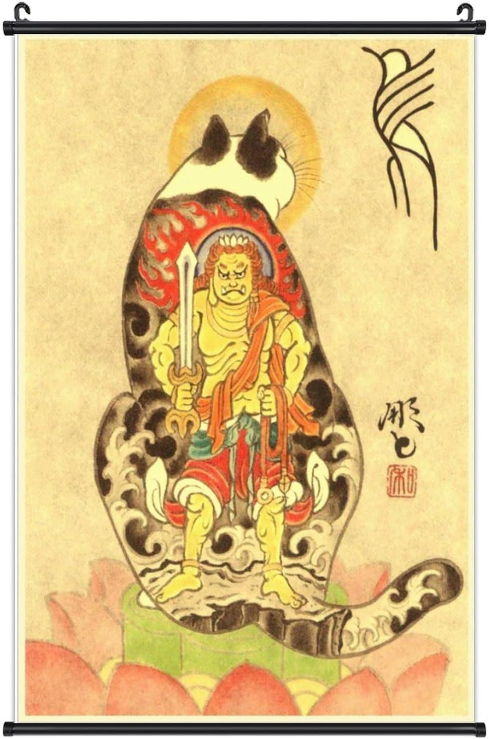 Paintings - A Wide Variety of Vintage Retro Japanese Samurai Cat Tattoo 13 Wall Scroll Hanging Decor（16x24 in）