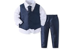 Kimocat Baby Boy Clothes Outfit Suit Long Sleeve Gentleman Tuxedo Vest Wedding Birthday Party Suit