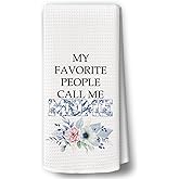 BCUANGD Meme Gifts Kitchen Towels Decor - Grandma Gifts from Grandchildren Hand Tea Towels, Blue Floral Chinoiserie Gift for Christmas Dish Towel Dishcloths Decorations for Home Kitchen, 16"x24"