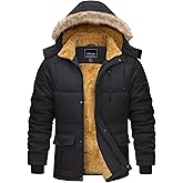 Cotrasen Men’s Winter Jacket Hoodie Thicken Warm Fleece Lined Water Repellent Windproof Parka Winter Coat
