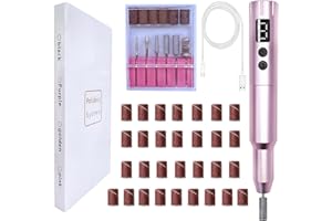 CBVCBV Nail Drill Kit Electric Rechargeable Set Cordless Nail Art Grinding Machine Compact Professional Nail File for Gel Manicure Pedicure Polishing Tool Household,Nail Removal Machine (Metallic Pink)