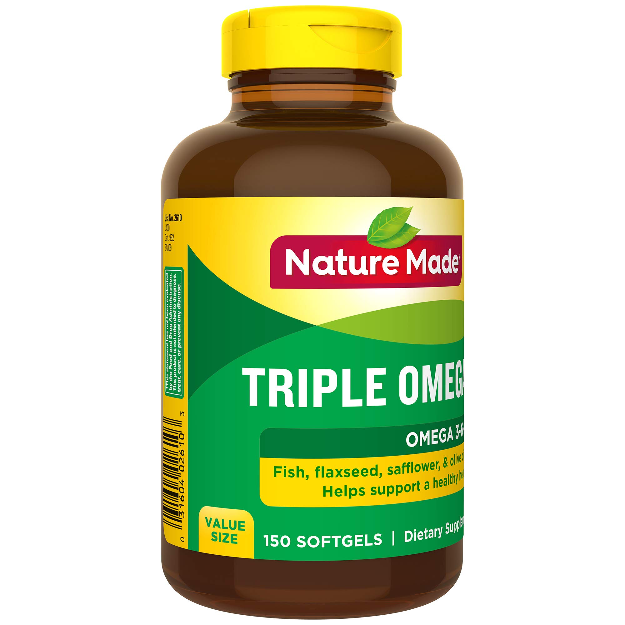 Nature Made Triple Omega 369 Softgels, 150 Count Value Size for Heart