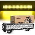 Nilight LED Light Bar 20 Inch 126W Spot Flood Combo Yellow Beam Off Road Lamp Fishing Hunting Emergency Deck Work Lighting for Trucks UTV Pick-up Van Boat Tractor