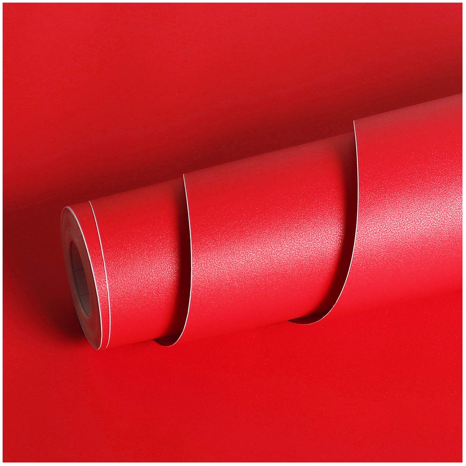 Photo 1 of Livelynine Red Contact Paper Peel and Stick Roll Self Adhesive Vinyl Wrap Removable Wallpaper Waterproof Countertops Shelf Liners Cabinets Old Furniture Crafts Wall Paper Decorations 15.8x78.8'