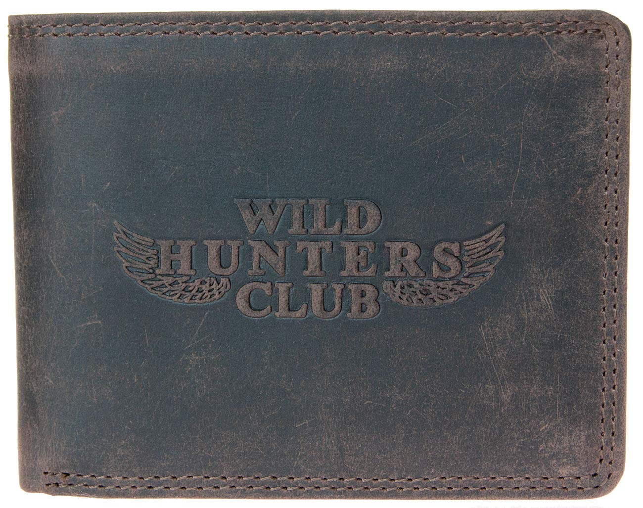 Wild Hunters Club Men's Strong Genuine Leather Wallet Whole Made of a Cowhide
