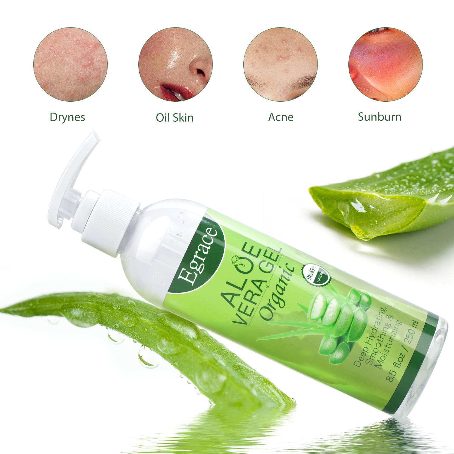 Organic Aloe Vera Gel, 100 Percent Pure Aloe Vera Gel, Freshly Cut Aloe Plant for Face Moisturizer, Hair Growth, Skin Care : Beauty
