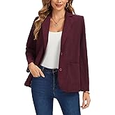 LADI TREND Women's Corduroy Blazers Casual Long Sleeve Notch Lapel Work 2-Button Open Front Blazer Jackets Pockets
