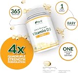 Nu U Nutrition Vitamin D 4000IU 365 Softgels Quadruple Strength UK Made view 2
