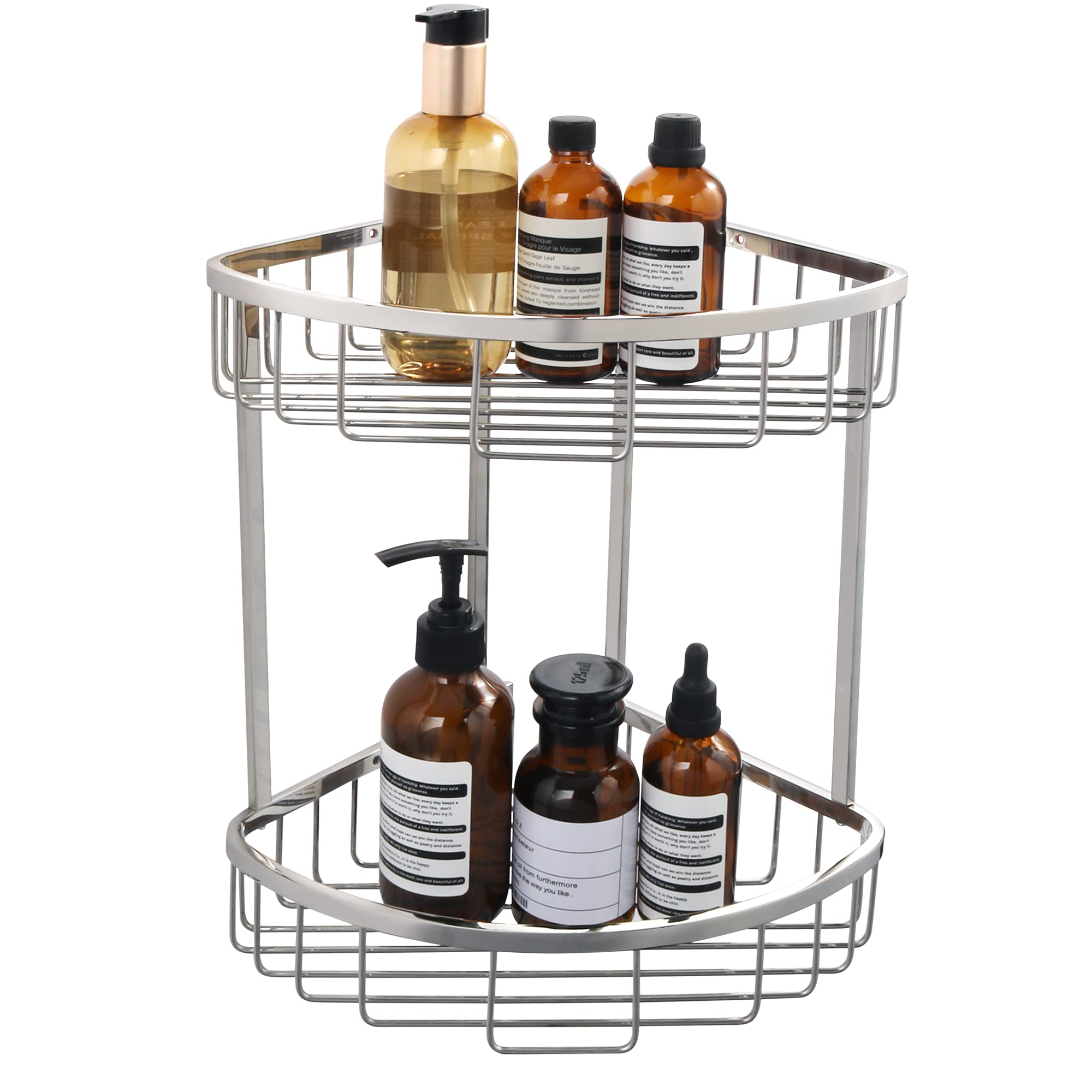 SAYAYO Corner Shower Caddy Basket, SUS304 Stainless Steel Corner Bathroom Shelf, 2-Tier Polished Shower Organiser