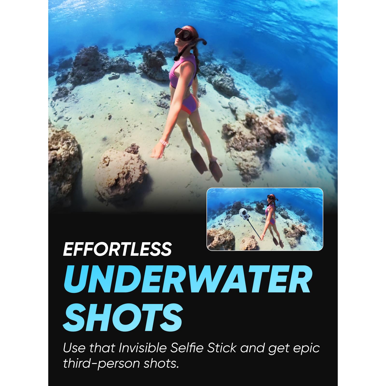 Insta360 X3 Invisible Dive Kit - Waterproof 5.7K 360 Action Camera, Dive Case, Selfie Stick, Dual 1/2