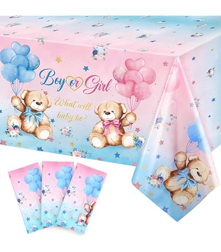 DASHAN 7x5ft Gender Reveal Party Backdrop Boy Or Girl Photo Backdrop Baby Bear With Balloons Leaves Backdrop Banner For Photography Gender Reveal Background Decorations Photo Booth Prop - View #3