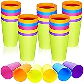 wutfuooo 60 Pieces Plastic Cups 8.5 oz Reusable Drinking Cups Juice Tumblers for Toddler Adults for Parties (Yellow, Orange, Red, Purple, Green, Dark Blue)