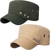 YeeHeen Cadet Army Hat 2 Pieces Flat Top Cap Unisex Military Hat for Women Men