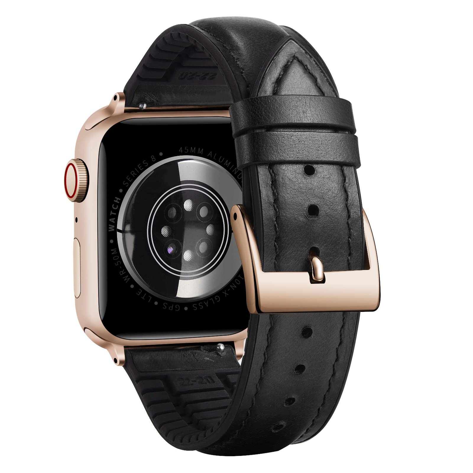 BINLUN Compatible with Apple Watch Strap 38mm 40mm 41mm 42mm Oil Wax Leather and Breathable Silicone Hybrid Replacement Band Compatible with iWatch Straps Ultra SE SE2 Series 11/10/9/8/7/6/5/4/3/2/1