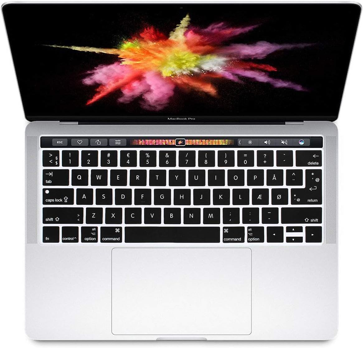 MMDW Danish Language Keyboard Cover for MacBook Pro 13 15 inch 2019 2018 2017 2016 with Touch Bar&Touch ID Model:A2159 A1989 A1706/A1990 A1707,USA and European Version - Image 3