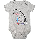 Cnins Funny Baby Bodysuit & Daddy Matching Cotton Outfit for Wild One 1st Birthday, Unisex Newborn Infant Clothes 0-24M