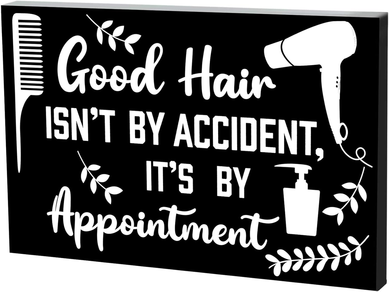Hair Dresser Decor Sign Box Good Hair Isnt by Accident Its by Appointment Wood Sign 7.9 x 5.1 Inch Hair Salon Wooden Plaque Good Hair Wooden Sign Blocks for Home Wall Table Barber Shop Decoration