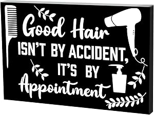 Hair Dresser Decor Sign Box Good Hair Isnt by Accident Its by Appointment Wood Sign 7.9 x 5.1 Inch Hair Salon Wooden Plaque Good Hair Wooden Sign Blocks for Home Wall Table Barber Shop Decoration