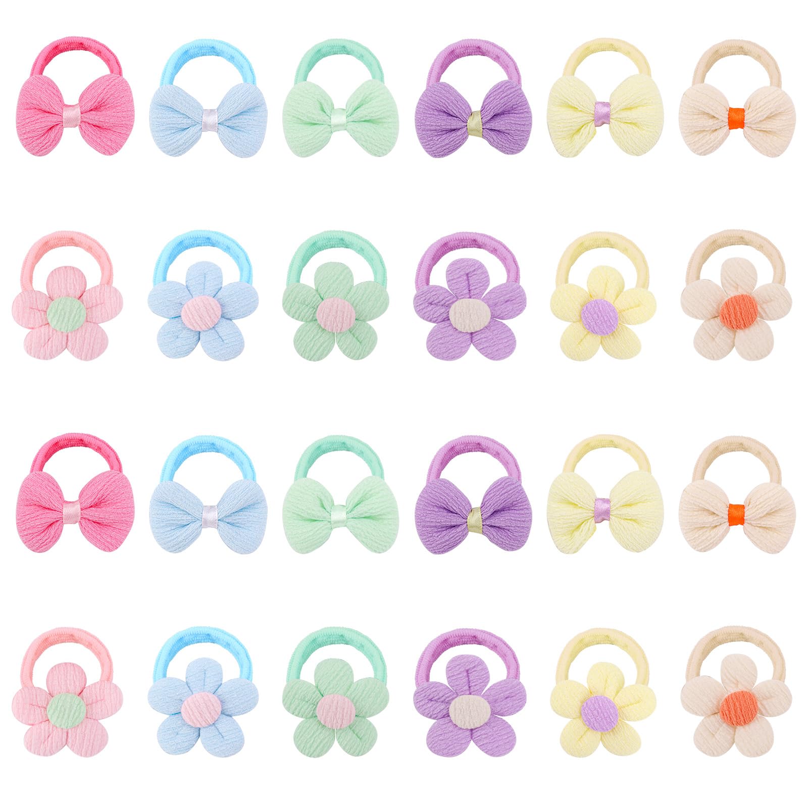 24pcs Toddler Hair Bows, Elastic Toddle Hair Ties Toddler Flower Hair Band Accessories Butterfly Hair Clips Cute Hairband Baby Hair Bows for Little Girls Hair Ponytail