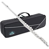 EastRock Closed Hole Flutes C 16 Key for Beginner, Kids, Student Silver Nickel Flute with Case Stand and Cleaning kit