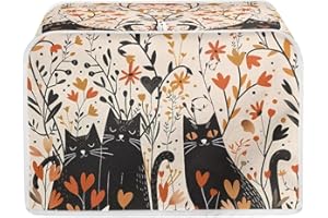 Hechitok Toaster Cover Black Cat Leaves Decor Toaster Cover Bread Toaster Oven Dustproof Cover Kitchen Small Appliance Cover Kitchen Broiler Appliance Organizer Bag