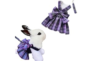 BARN ELEVEN Rabbit Harness and Leash for Walking Escape Proof - Cute Skirt Mesh Breathable Bunny Vest Harness Outdoor Camping Hiking Training - Also Suit for Ferret Kittn Puppy Small Animals (X-Small,Purple)