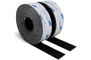 BULINA Hook and Loop Self-Adhesive Tape 1” x 10 ft, Made with 3M 9448, Interlocking Nylon Fabric Fasteners Heavy Duty Adhesive Tape Reusable for Indoor Outdoor Art Crafts Home and Office Black