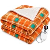 LUXIAN Electric Heated Blanket,Flannel and Sherpa,Full 72x84in,Orange | 9 Heat Settings|1-10-Hour Timer|Dual-Sided Comfort|Soft,Cozy Comfort|Machine Washable|For Bedroom&amp;Couch ,Office, Winter