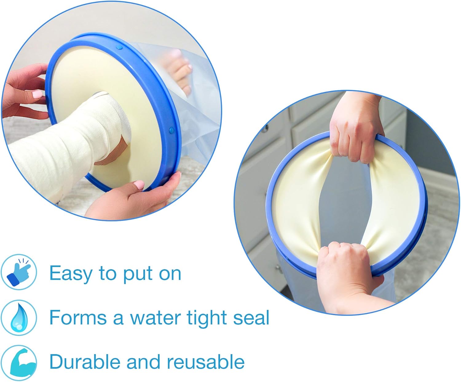Duro-Med DMI Waterproof Reusable Cast Cover, Wound Barrier & Bandage Protector for Adult Foot & Ankle Providing Watertight Seal In Showers, Baths & Pools, Fits Up To Size 13 Adult Foot, Clear: Health & Personal Care