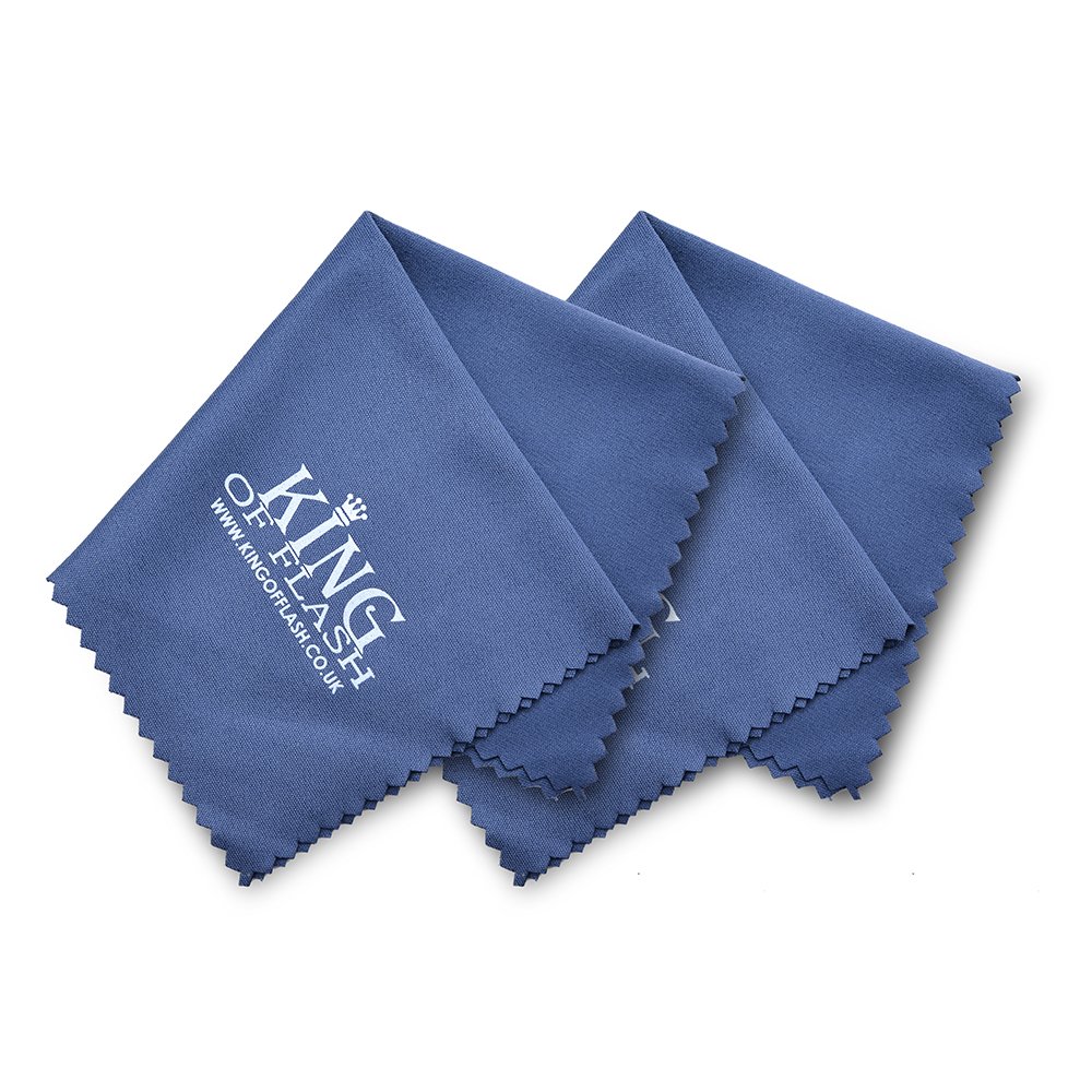 KING OF FLASH 2 x Blue Superfine Microfiber Cleaning Cloths For Mobile Phones, Glasses, Tablets, TV, Sunglasses, Screens, Camera Lens Cleaners (15cm)