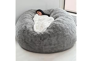 TRAVEVA Big Huge Giant Bean Bag Chair for Adults, (No Filler) Bean Bag Chairs in Multiple Sizes and Colors Giant Foam-Filled Furniture - Machine Washable Covers, Double Stitched Seams (Gray 1,5FT)