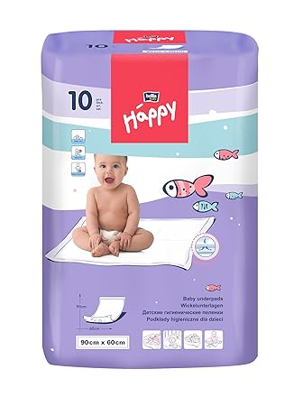bella baby Happy Wickelunterlagen 90 x 60 cm, 4er Pack (4 x 10 Stück)