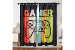 AILONEN Gamer Curtains for Boys Bedroom Kids Gamepad Window Curtain,Video Games Window Treatment Drapes Coloful Decor Grommet Curtains 2 Panels Set