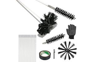 AOGYikang 21 Feet Dryer Vent Cleaner Kit, Multi-purpose Lint Remover with 6” Chimney Brush Head, Flexible Nylon Rod Extends to 21ft Duct Cleaning Brush For Dryer, Air Duct, Fireplaces, Washing machine