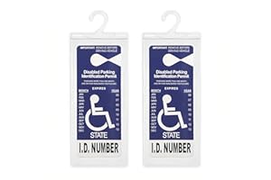 UYYE Handicap Parking Placard Holder, Portable Ultra Transparent Disabled Parking Placard Protector Hanger Sleeve with Plastic Large Hanger, Car Interior Accessories (Set of 2)